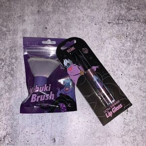 Disney Villains Ursula Ultra Shimmer Lip Gloss & Kabuki Brush New